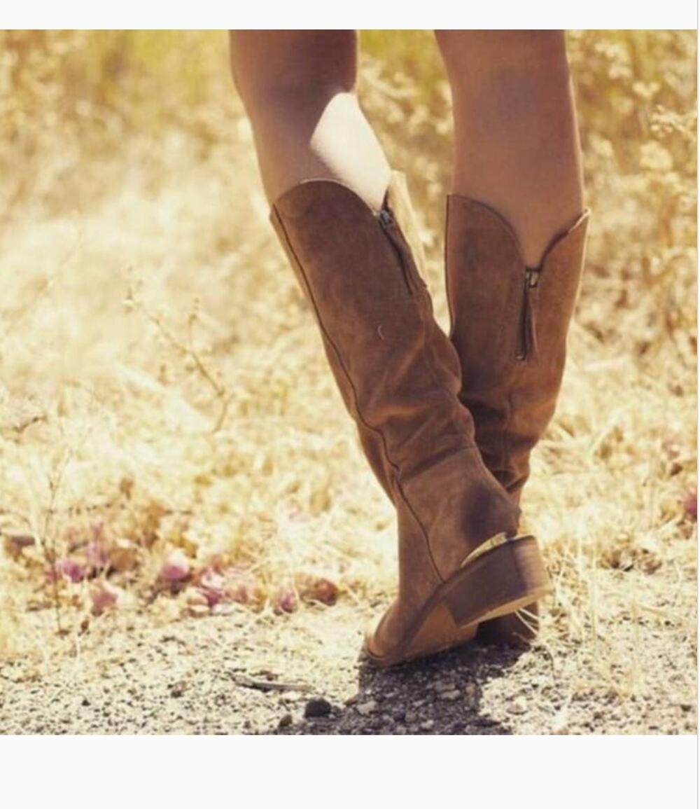 Naughty Monkey Stride Tall Boots 6.5 Suede NWT Brown Western Knee High
